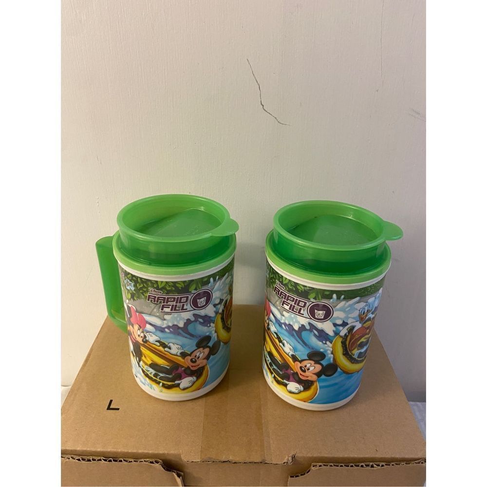 2 Disney Parks Whirley Drink Works‎ cups Green Lids